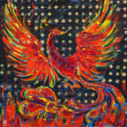 FullArt Fire Bird - Artistico Pregiato Foulard Unisex Firmato 140X140, limited edition