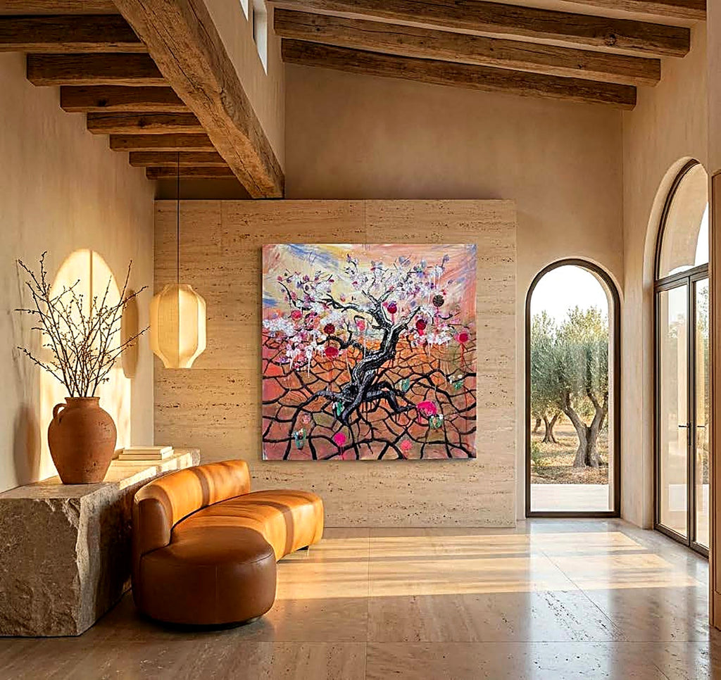 FullArt Desert Blooming - Artistico Pregiato Foulard Unisex Firmato 140X140, limited edition