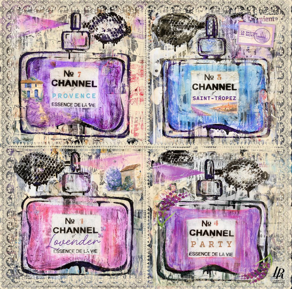 FullArt Channel Of Lavender Saint-Tropez - Artistico Foulard Unisex Firmato - 140X140cm, art-to-wear, limited edition