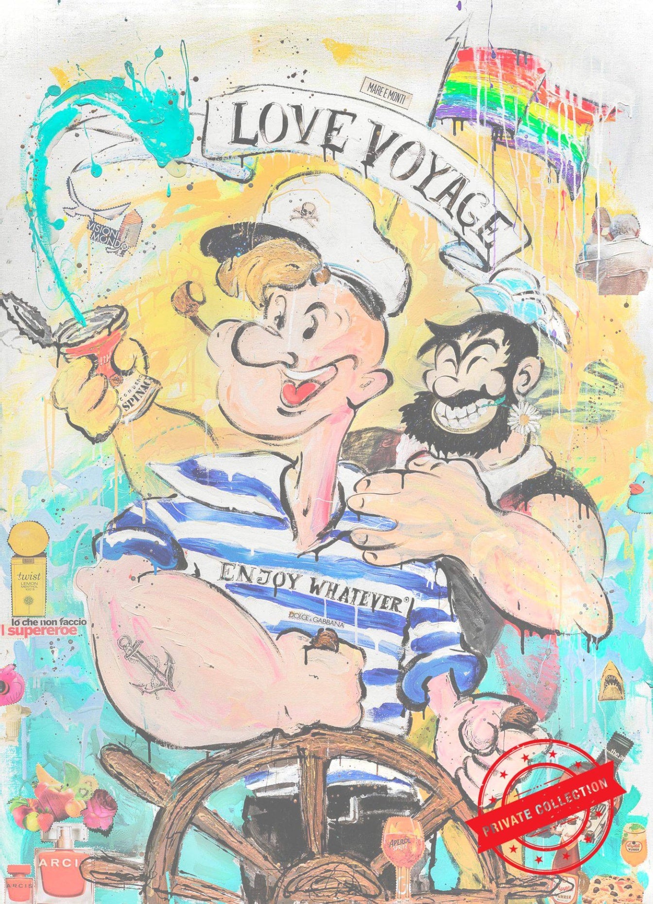 Art Work LOVE OVER BORDERS,180X130Cm, Art Serie Voyage, 2020, unique piece , Private Collection