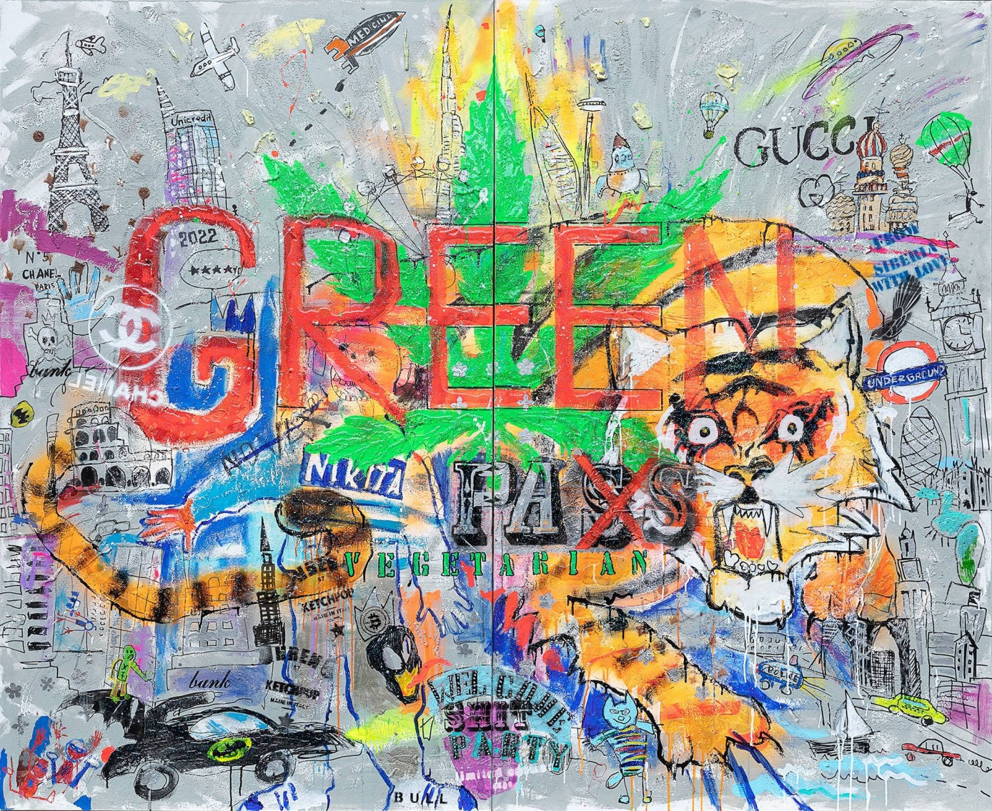 ArtWork GREEN PASS 200X220Cm, unique piece, Art Series EXTRA 2022