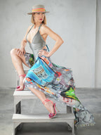 Fullart  Silver Channel Of Queen  - Artistico Foulard Unisex Firmato - 140X140cm, art-to-wear, limited edition.
