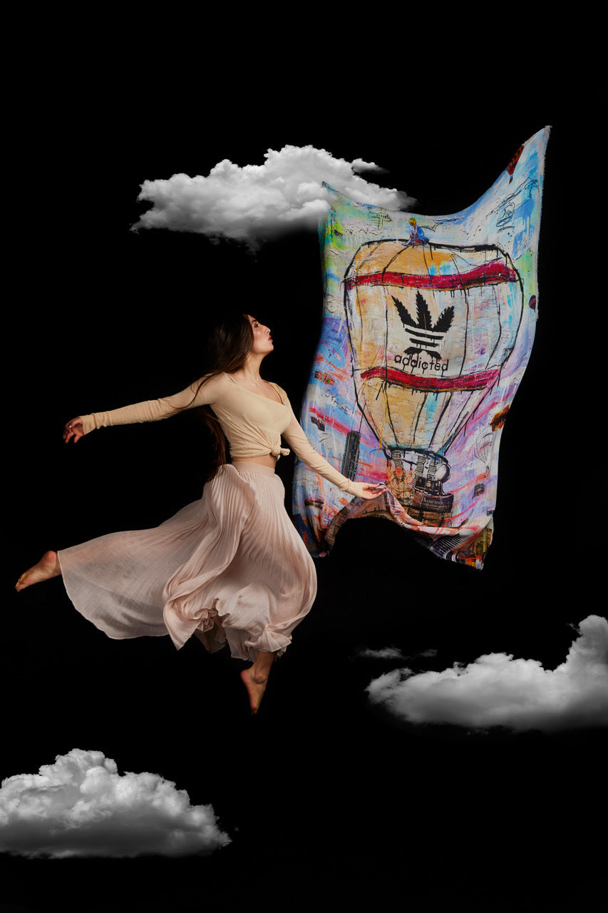 Fullart ADDICTED Artistico Foulard Unisex Firmato - 140X200cm, art-to-wear, limited edition.