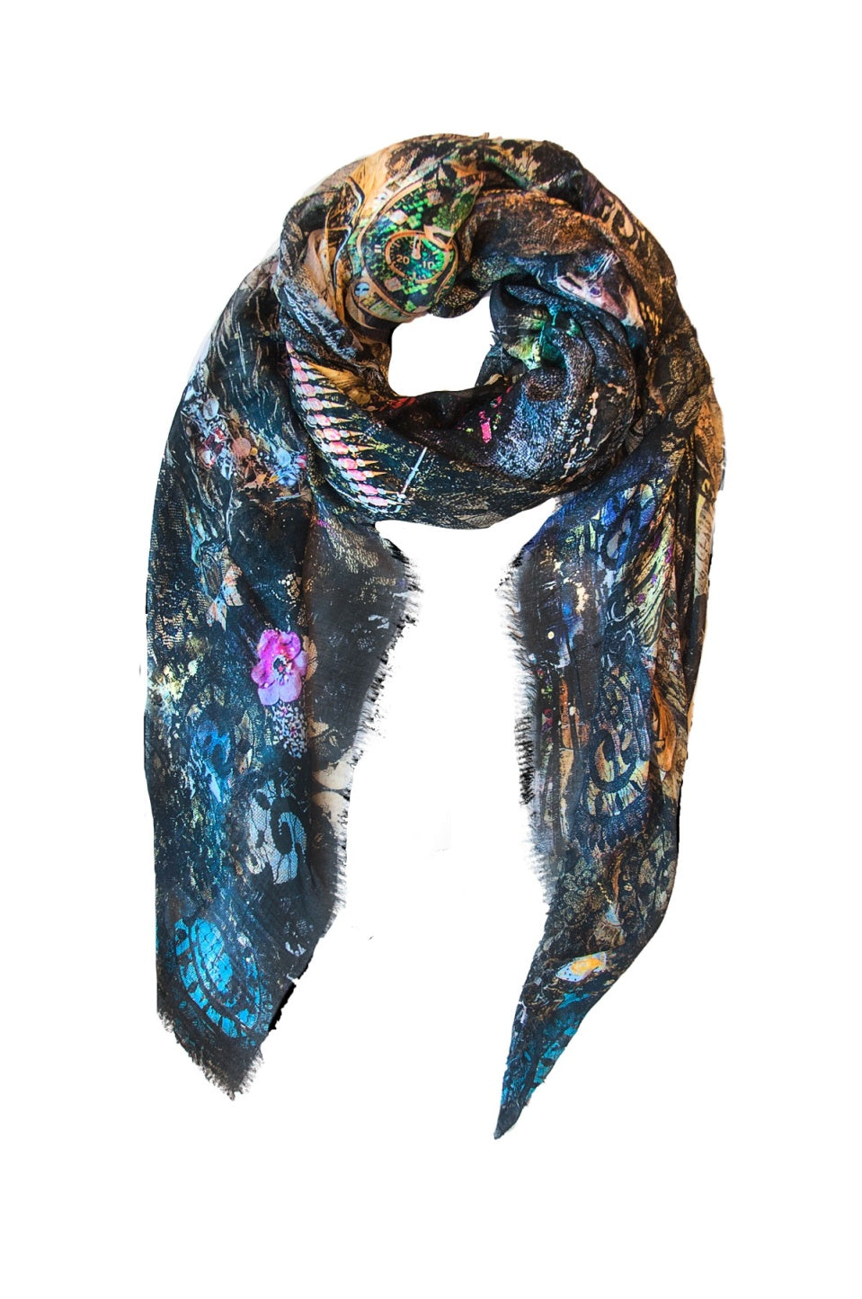 Fullart Black Luxury  - Artistico Foulard Unisex Firmato - 140X200cm, Multiplo d’arte da indossare, limited edition