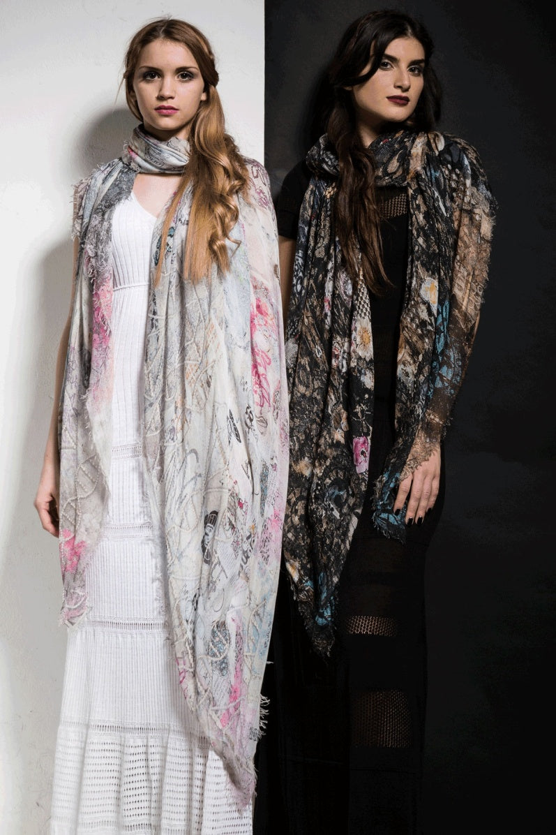 Fullart Black Luxury  - Artistico Foulard Unisex Firmato - 140X200cm, Multiplo d’arte da indossare, limited edition