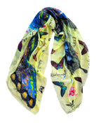 FullArt BUTTERFLY LIGHT TIME, "The Wings of Power" Pregiato Foulard Unisex Colorato Firmato 140X140