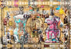 FullArt Cash or Trash  -  Artistico  Foulard Unisex Firmato - 140X200cm, art to wear , limited edition