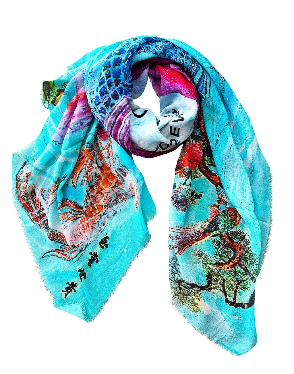 Fullart Chance To Live Forever  - Artistico Pregiato Foulard Unisex Colorato Firmato - 140X140Cm,Art to wear, limited edition