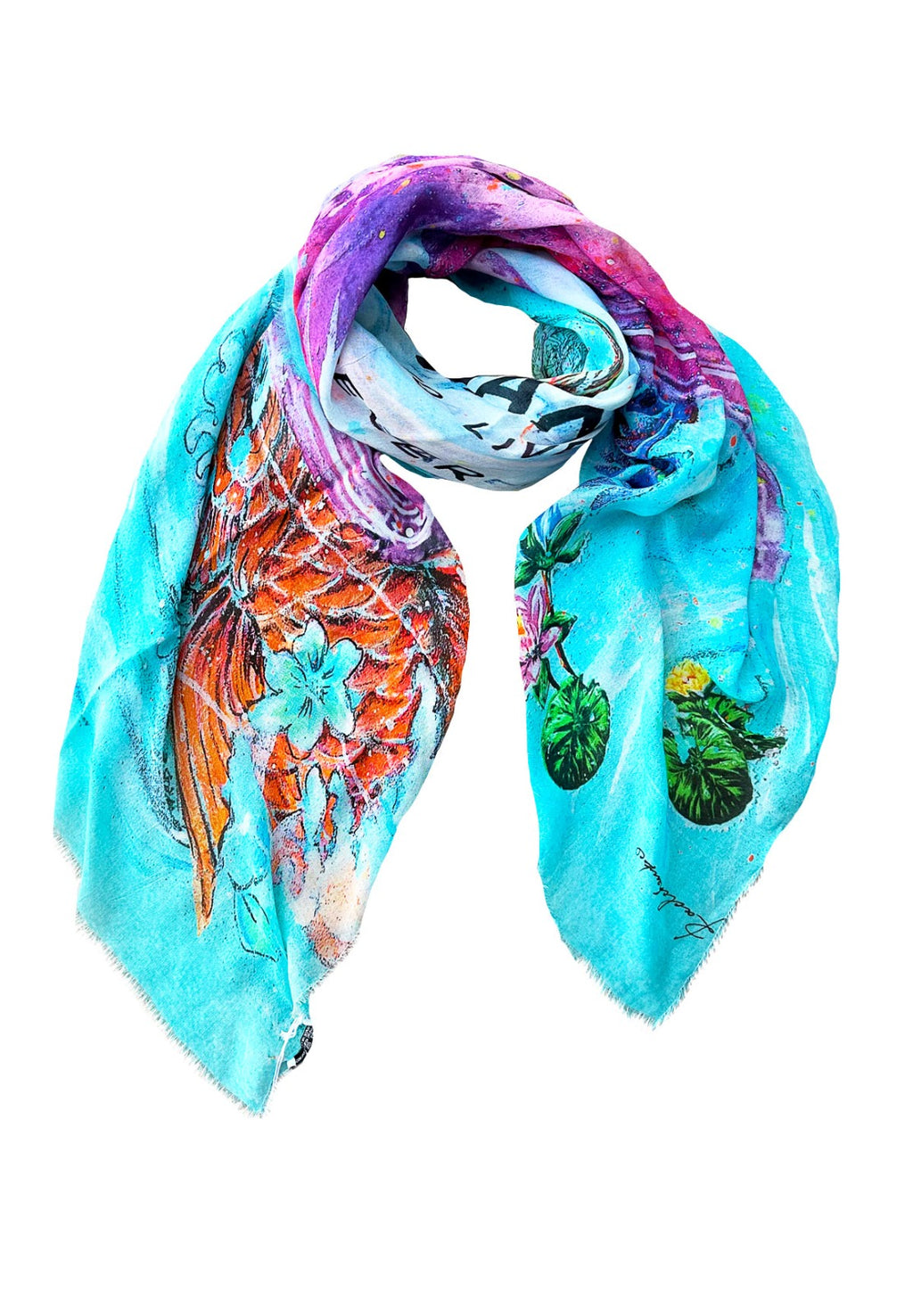 Fullart Chance To Live Forever  - Artistico Pregiato Foulard Unisex Colorato Firmato - 140X140Cm,Art to wear, limited edition