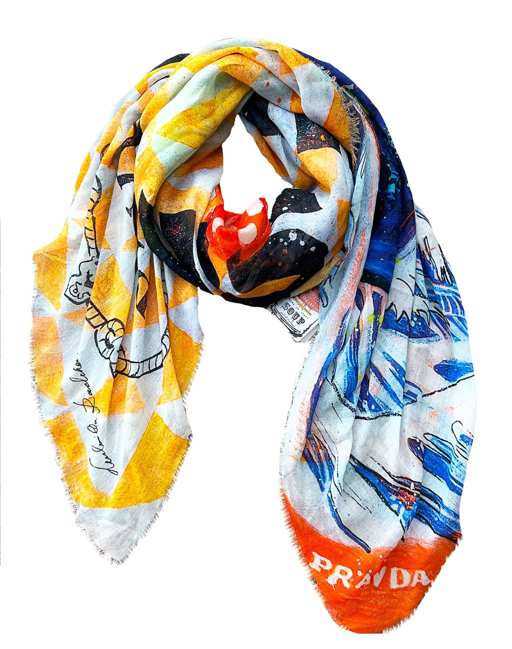 FullArt Duck Revolution  - Artistico Pregiato Foulard Unisex Colorato Firmato - 140X140cm, art to wear , limited edition