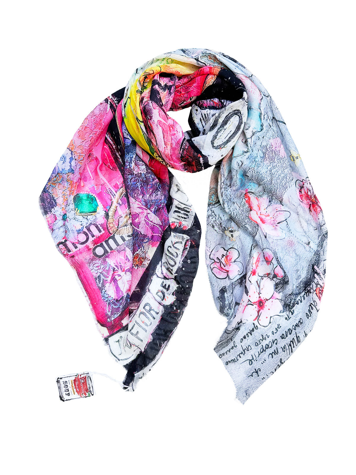 Fullart Fior De Rock - Artistico Pregiato Foulard Unisex Colorato Firmato - 140X140cm,art to wear, limited edition