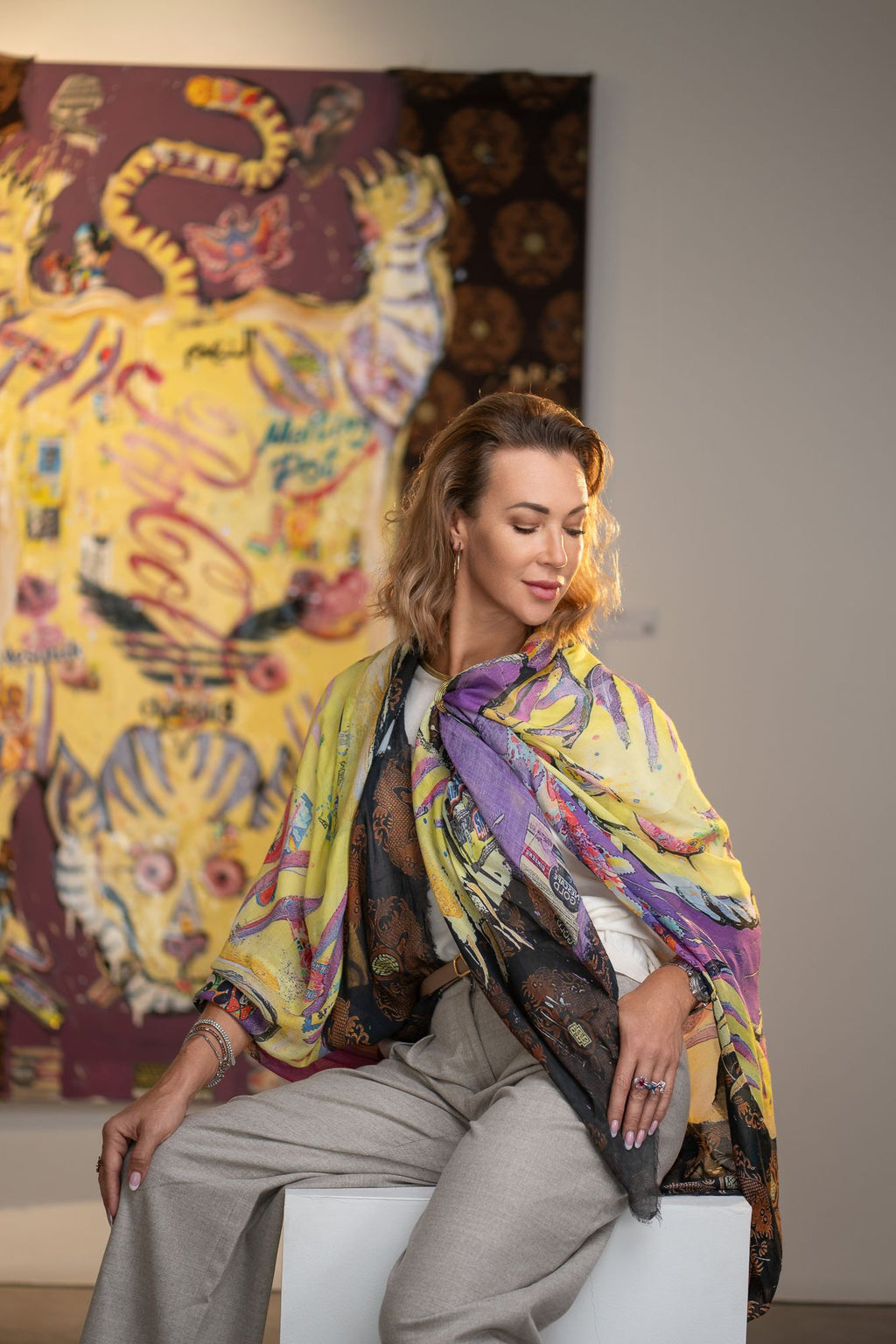 FullArt GOLA - Artistico  Foulard Unisex Firmato - 140X200cm, Multiplo d’arte da indossare, limited edition