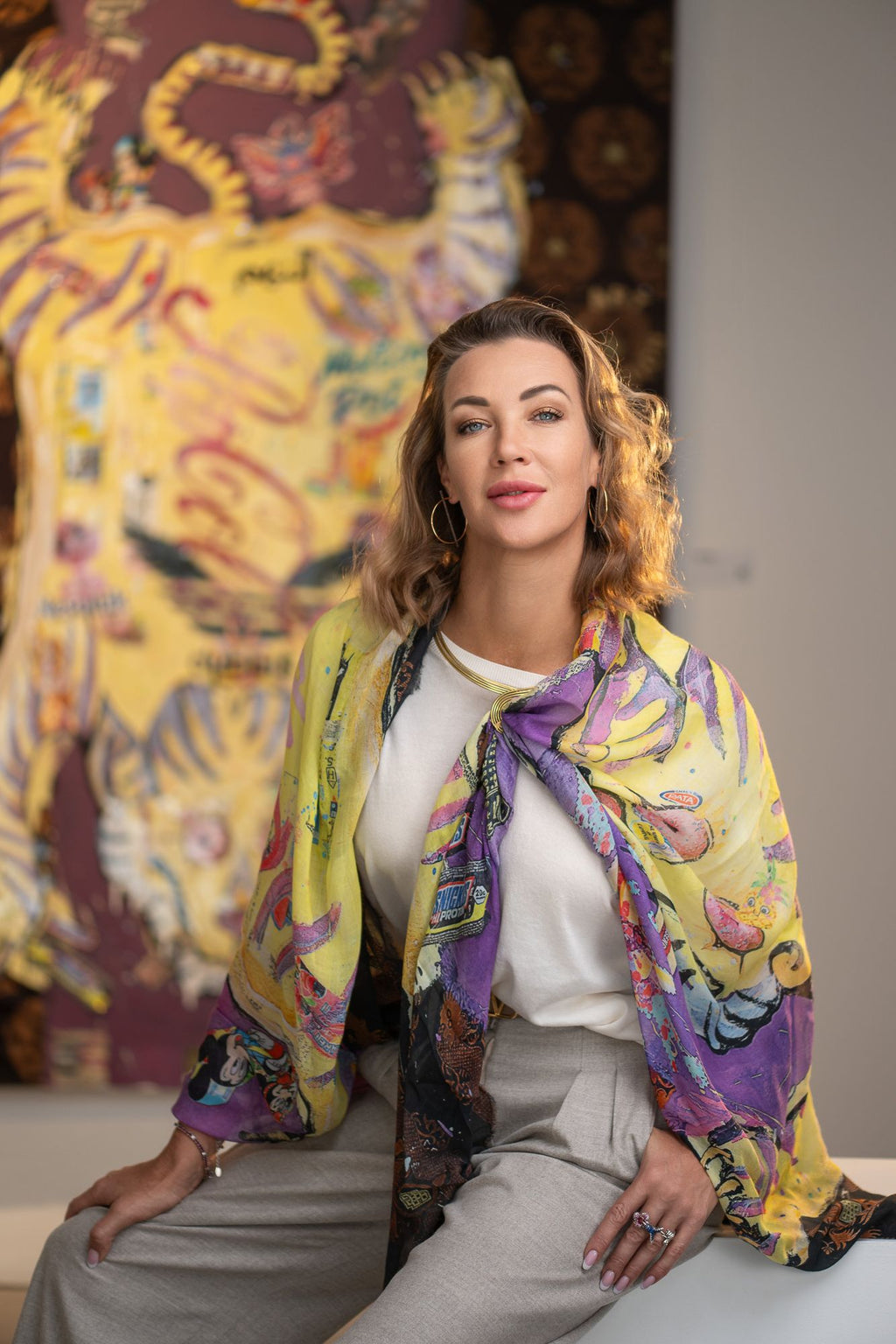FullArt GOLA - Artistico  Foulard Unisex Firmato - 140X200cm, Multiplo d’arte da indossare, limited edition