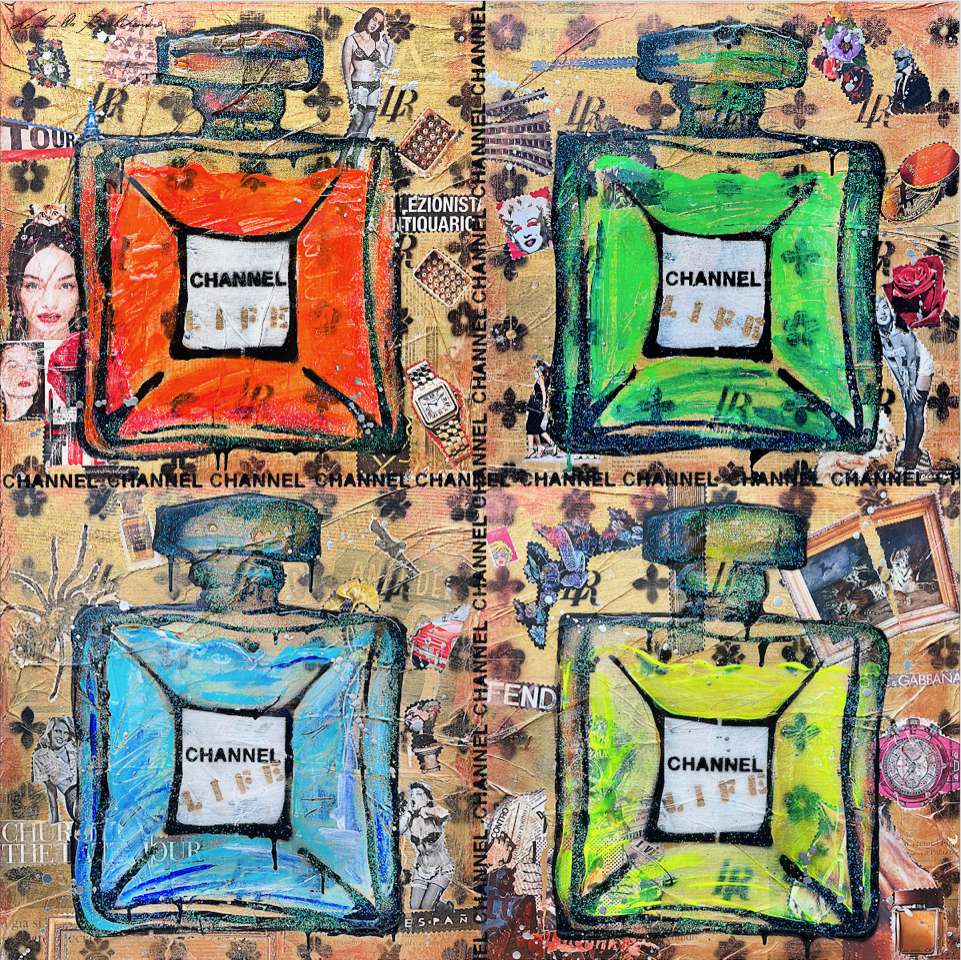 Fullart Gold Channel Of Life  - Artistico Foulard Unisex Firmato - 140X140cm, Art to wear, limited edition