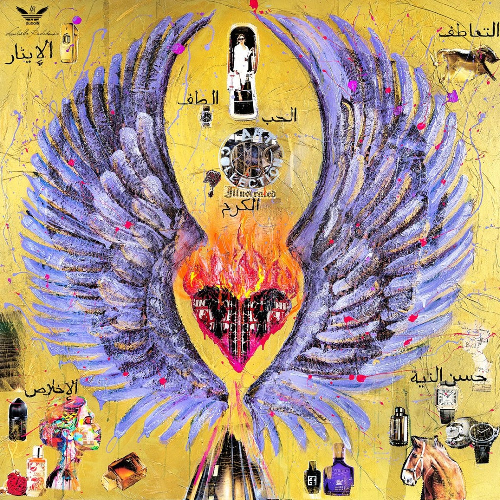 Fullart GOLD GENEROSITY, "The Wings of Power" Artistico Foulard Unisex Colorato Firmato 140X140