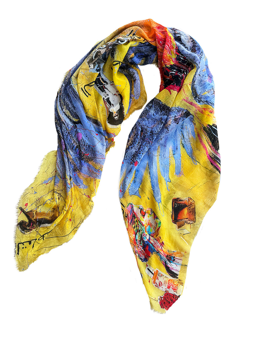 Fullart GOLD GENEROSITY, "The Wings of Power" Artistico Foulard Unisex Colorato Firmato 140X140