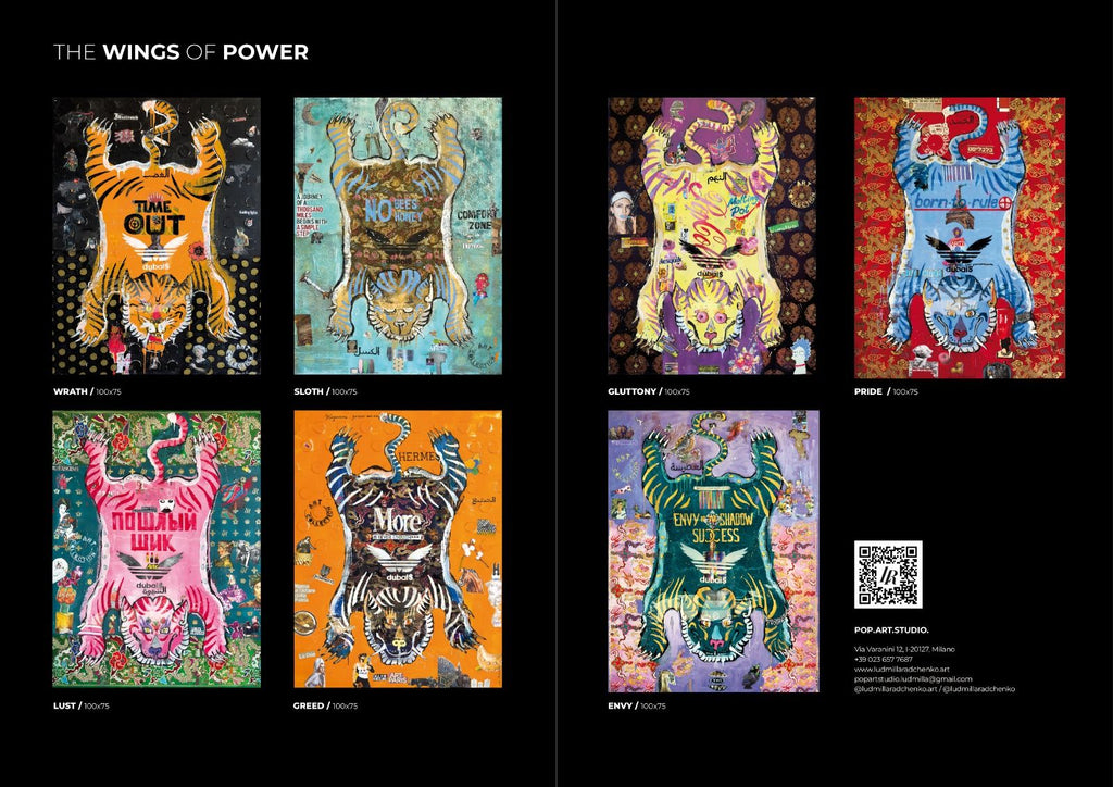 Fullart GOLD GENEROSITY, "The Wings of Power" Artistico Foulard Unisex Colorato Firmato 140X140