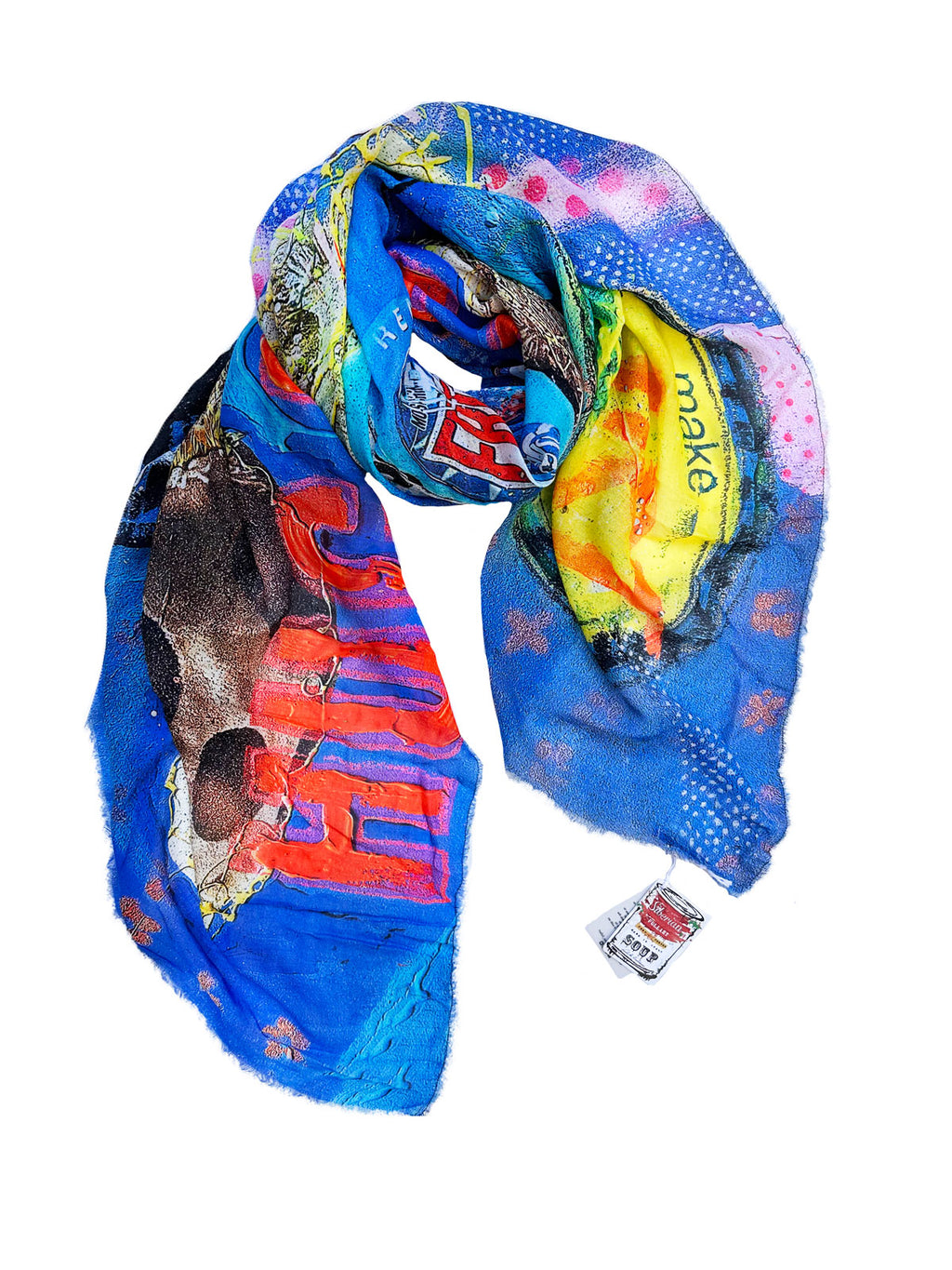 FullArt Hug Please -  Artistico Foulard Unisex Firmato - 140X140cm, Multiplo d’arte da indossare, limited edition