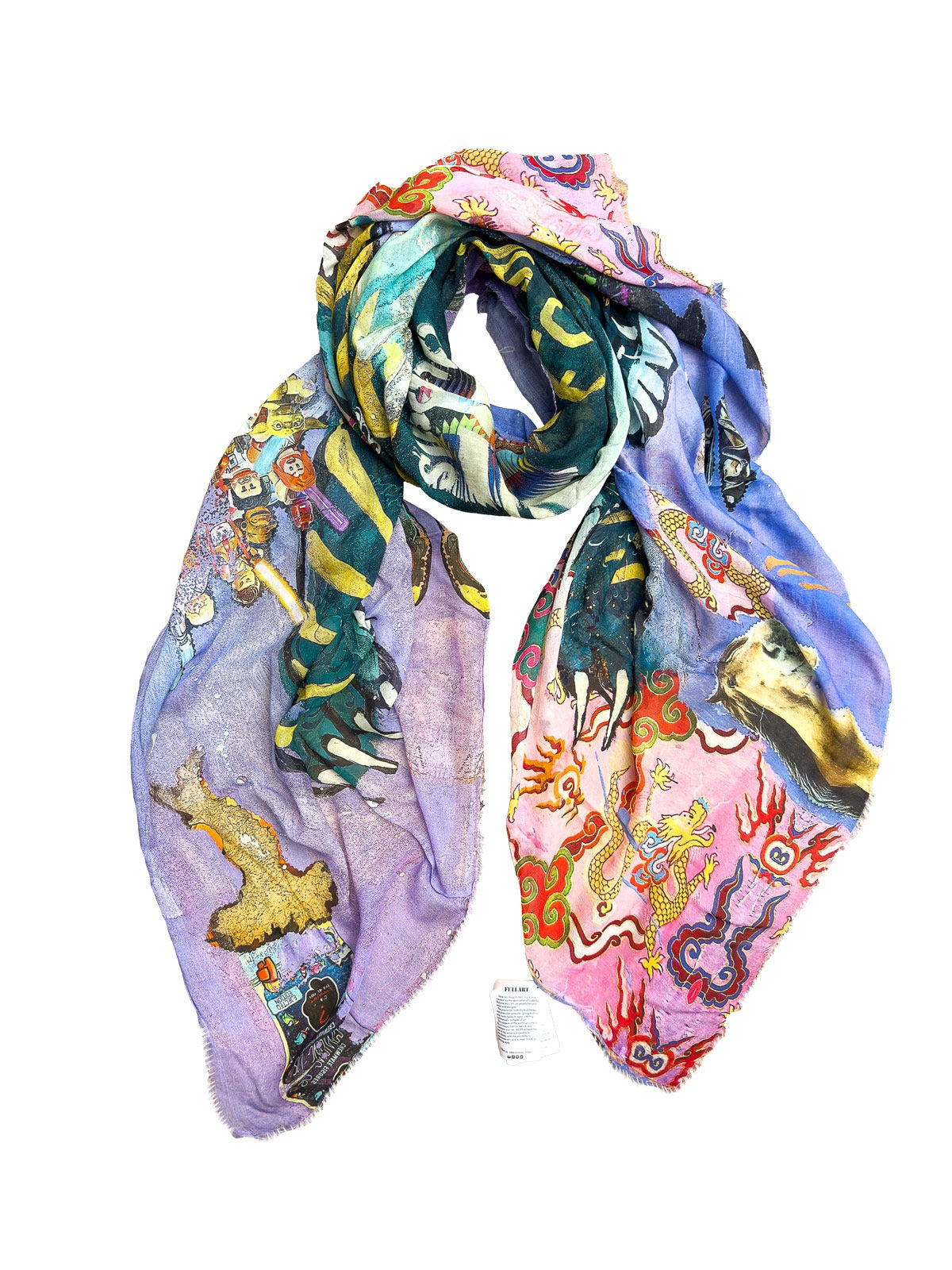 FullArt INVIDIA - Artistico  Foulard Unisex Firmato - 140X200cm, Multiplo d’arte da indossare, limited edition