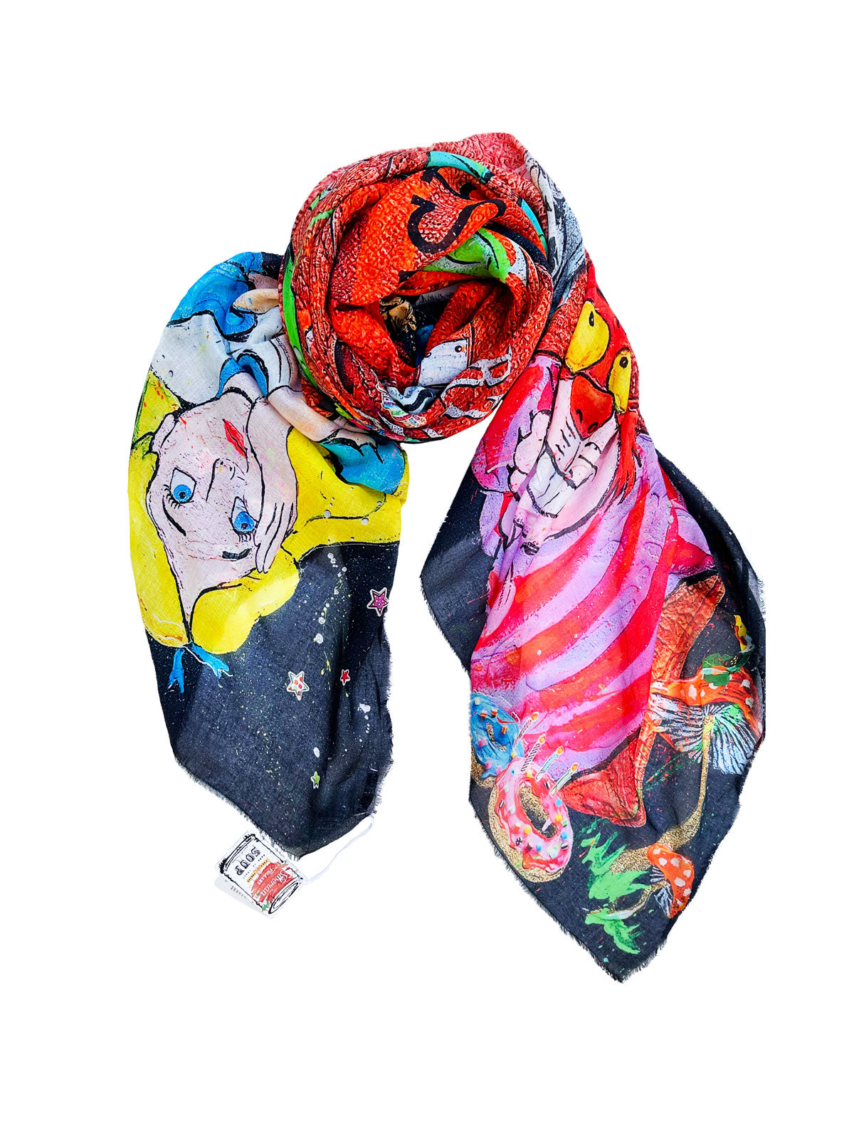 FullArt Kermesse D'Attente - Artistico Foulard Unisex Firmato - 140X140cm, Multiplo d’arte da indossare, limited edition