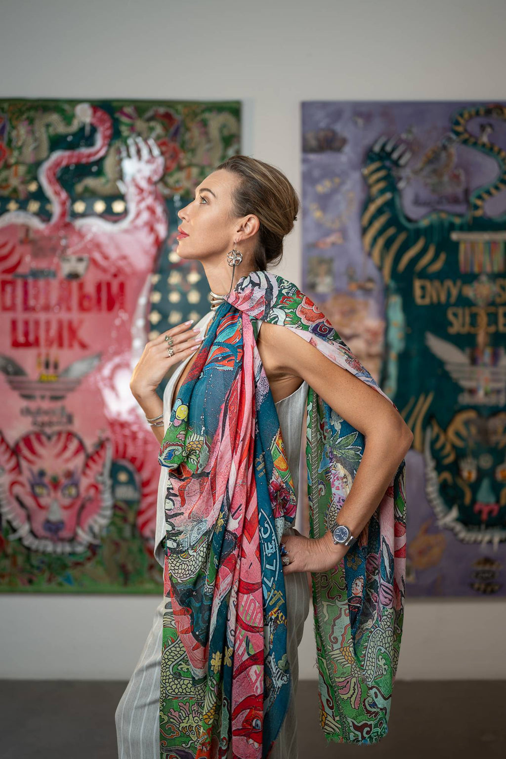 FullArt LUSSURIA - Artistico  Foulard Unisex Firmato - 140X200cm, Multiplo d’arte da indossare, limited edition