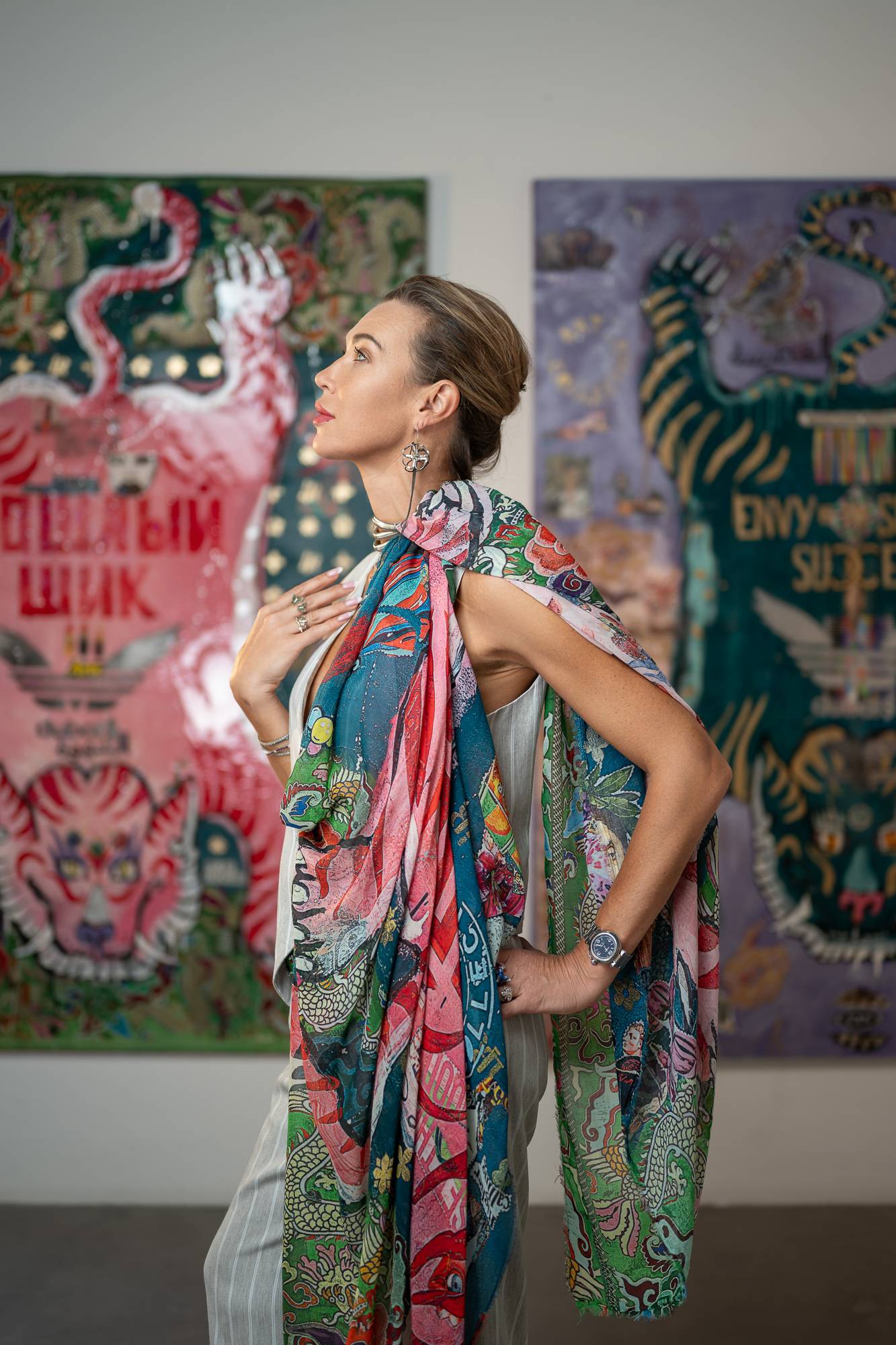 FullArt LUSSURIA - Artistico  Foulard Unisex Firmato - 140X200cm, Multiplo d’arte da indossare, limited edition
