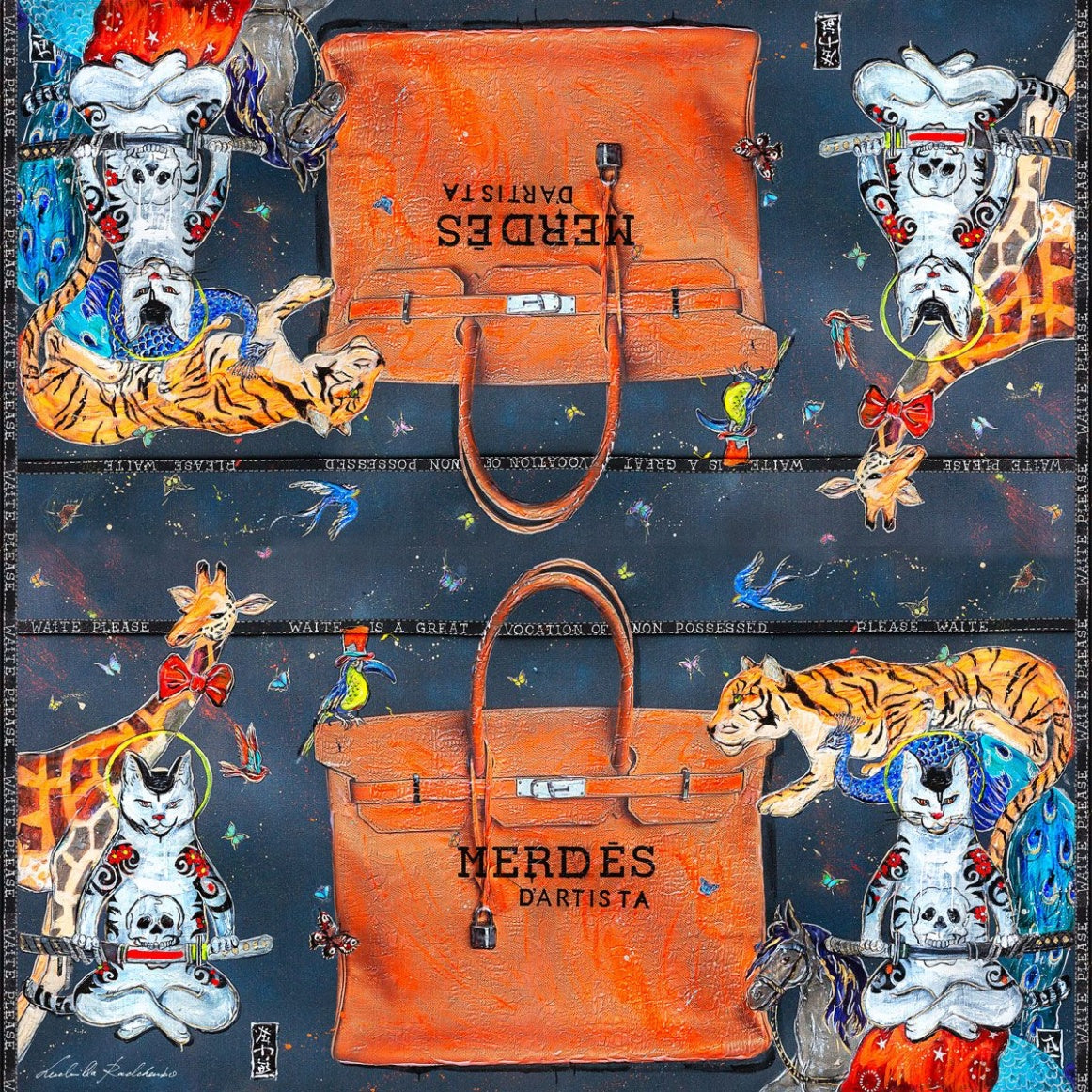Fullart Merdes D'Artiste Fullart - Artistico Foulard Unisex Firmato - 140X200cm, art-to-wear, limited edition