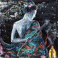 Fullart Night Samurai - Artistico Foulard Unisex Firmato -140X140cm, Art to wear, limited edition