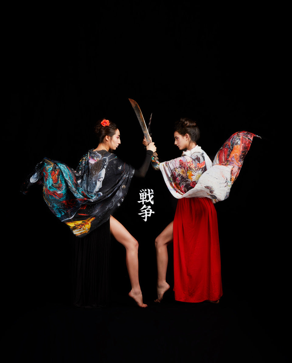 Fullart Night Samurai - Artistico Foulard Unisex Firmato -140X140cm, Art to wear, limited edition