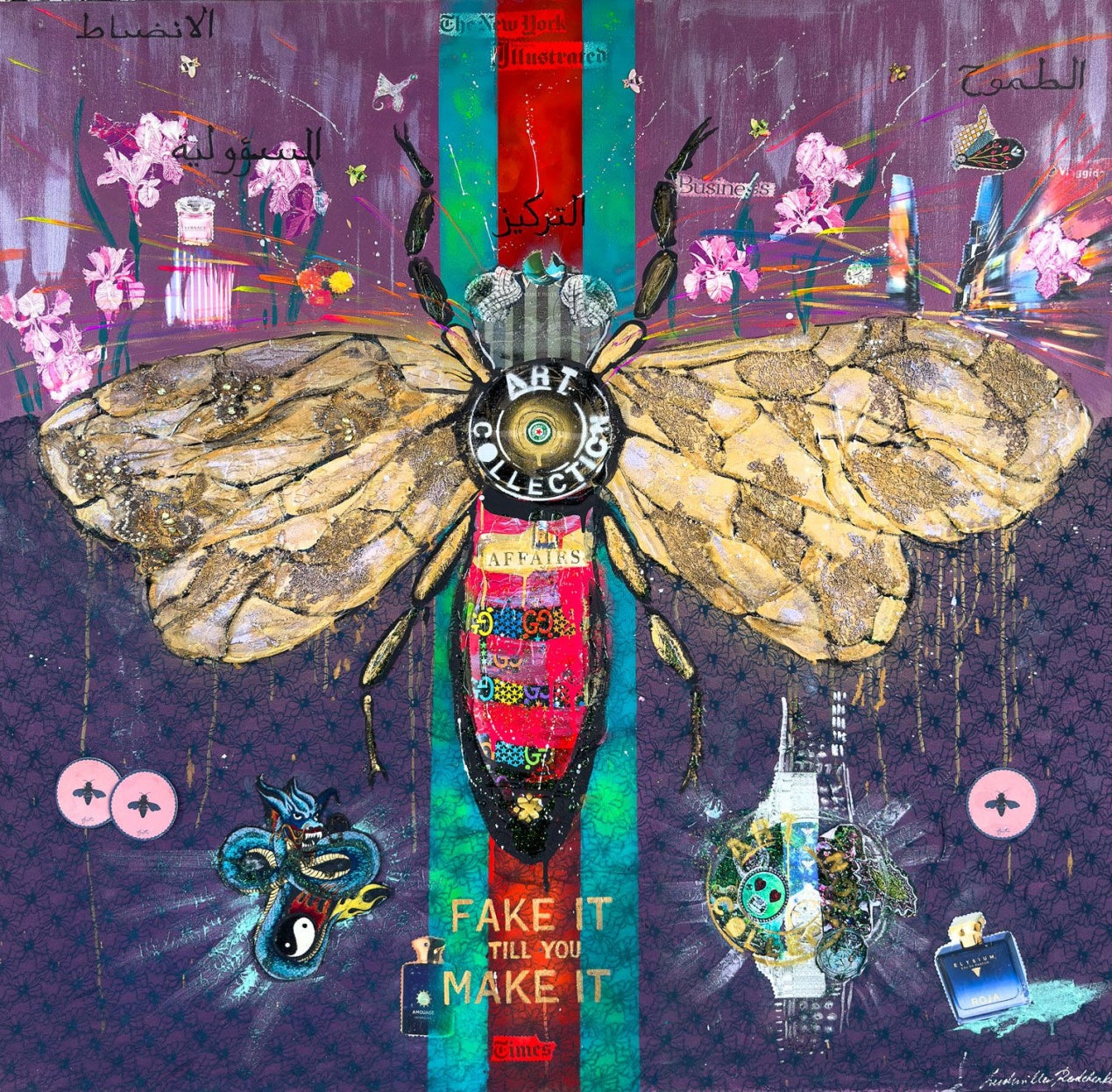 FullArt PERSEVERANCE DEAL -  Artistico  Foulard Unisex Firmato - 140X140cm, Art to wear, limited edition