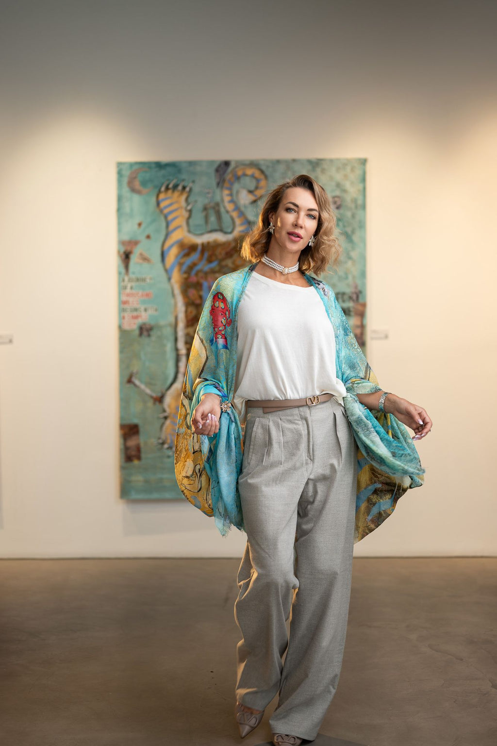 FullArt PIGRIZIA - Artistico  Foulard Unisex Firmato - 140X200cm, Multiplo d’arte da indossare, limited edition