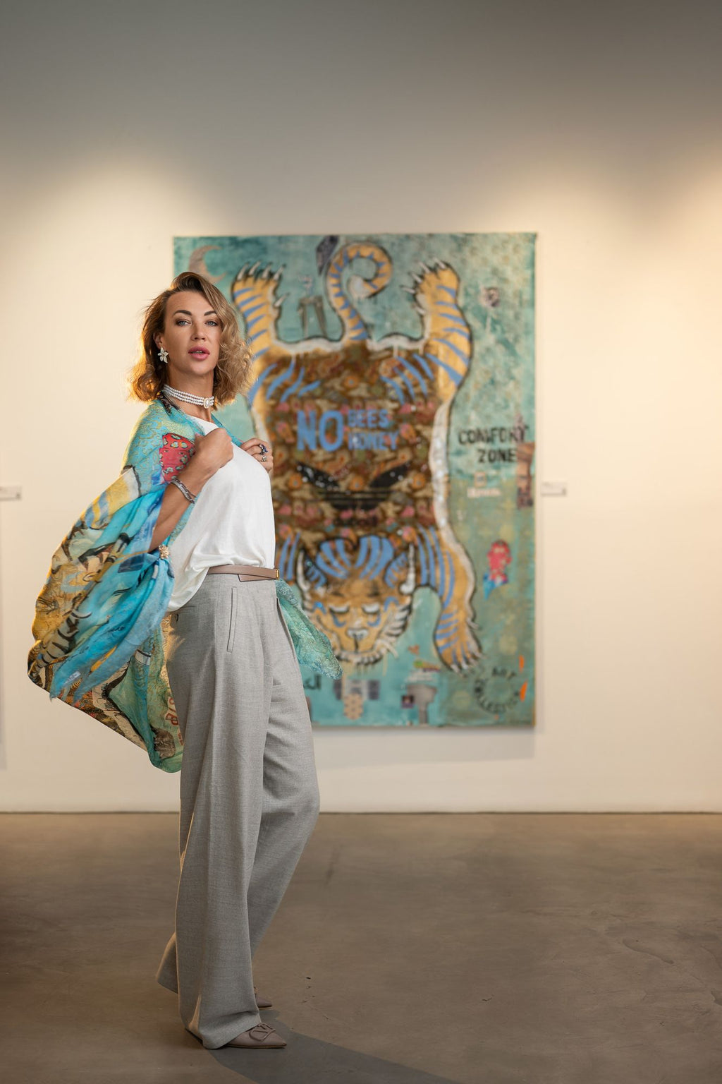 FullArt PIGRIZIA - Artistico  Foulard Unisex Firmato - 140X200cm, Multiplo d’arte da indossare, limited edition