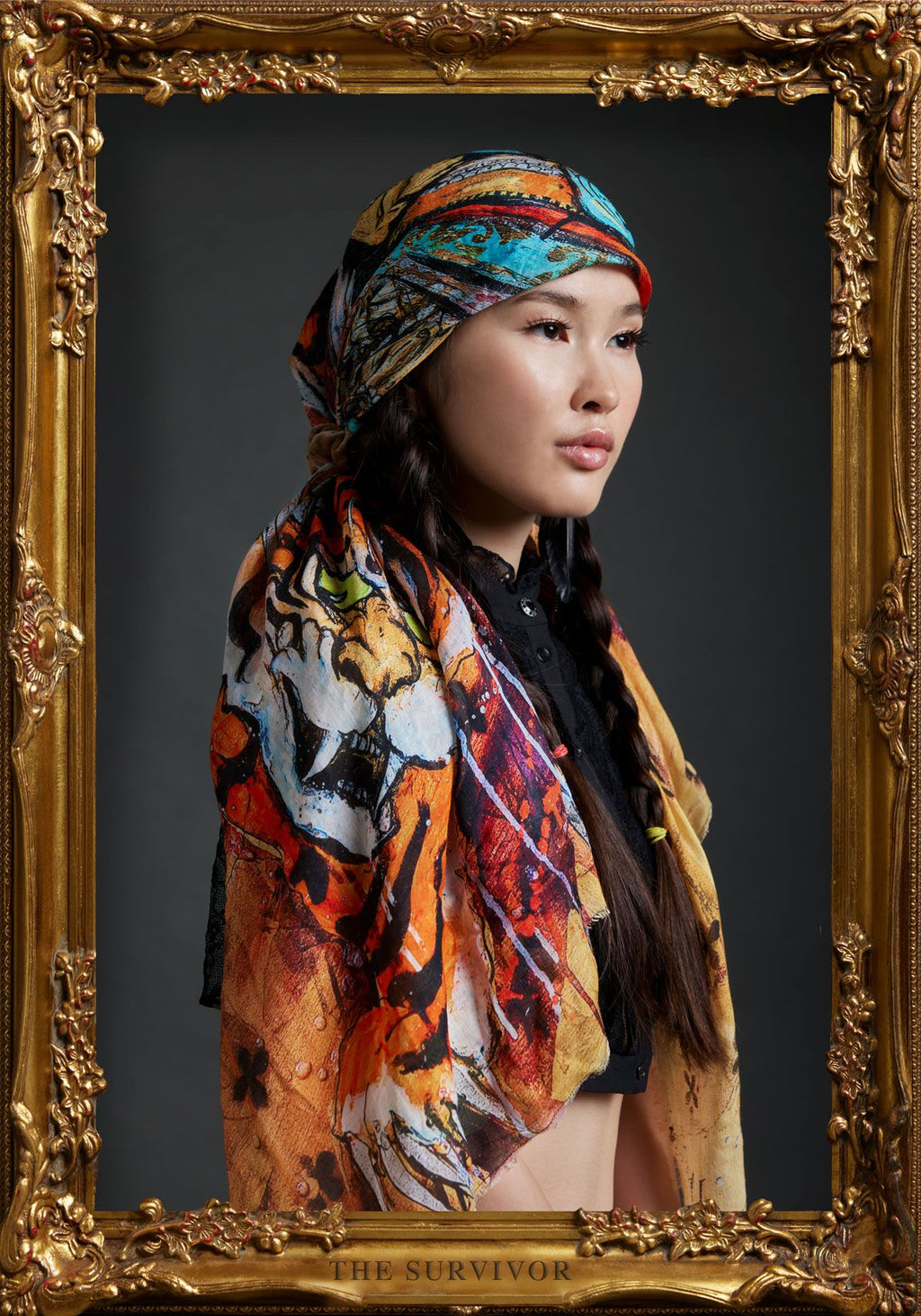 Fullart Tiger&Samurai - -  Artistico  Foulard Unisex Firmato - 140X140cm, Art to wear, limited edition