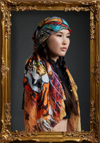 Fullart Tiger&Samurai - -  Artistico  Foulard Unisex Firmato - 140X140cm, Art to wear, limited edition