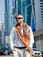 Fullart Tiger&Samurai - -  Artistico  Foulard Unisex Firmato - 140X140cm, Art to wear, limited edition