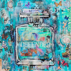 Luxury FullArt In Seta 100% DEFENDER - Artistico Foulard Unisex Firmato - 140X140cm, art-to-wear, limited edition.