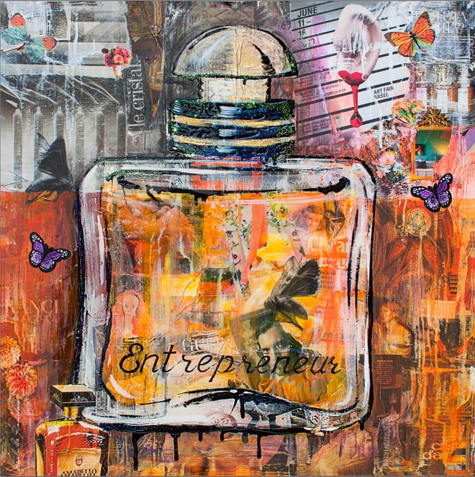 Luxury FullArt In Seta 100% ENTREPRENEUR - Artistico Foulard Unisex Firmato - 140X140cm, art-to-wear, limited edition