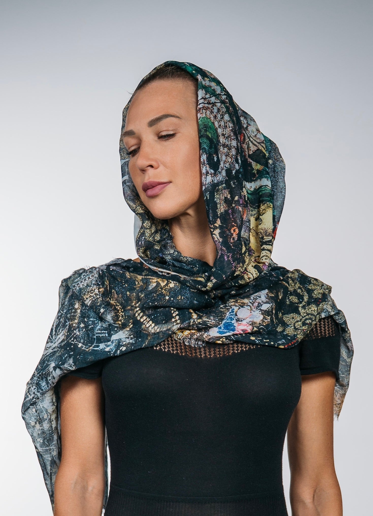 Fullart Black Luxury Hijab - Artistico Foulard 70X200cm, prima collezione che incontra la cultura islamica, limited edition