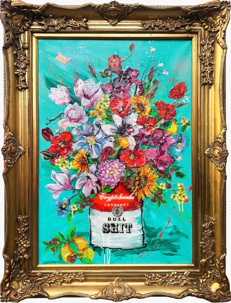 Crypto Flowers, Opera Darte 100X70Cm (130X100Cm Con Cornice), 2024, Pezzo Unico