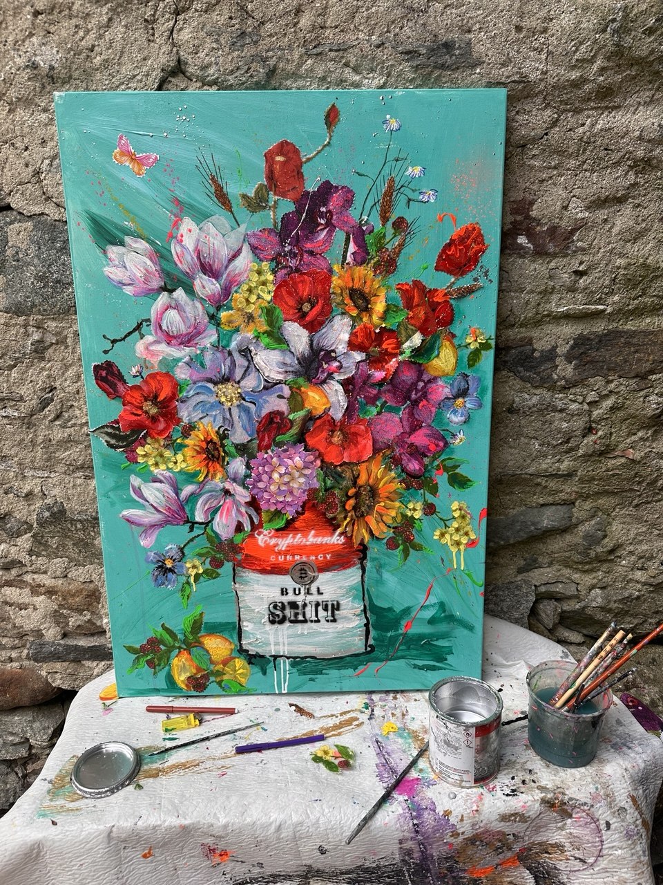 Crypto Flowers, Opera Darte 100X70Cm (130X100Cm Con Cornice), 2024, Pezzo Unico