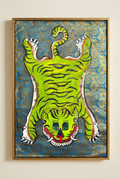 Acid Green Tiger — Hand-painted Original on Papyrus