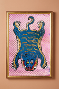 Indigo Tiger — Hand-painted Original on Papyrus
