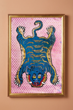 Indigo Tiger — Hand-painted Original on Papyrus