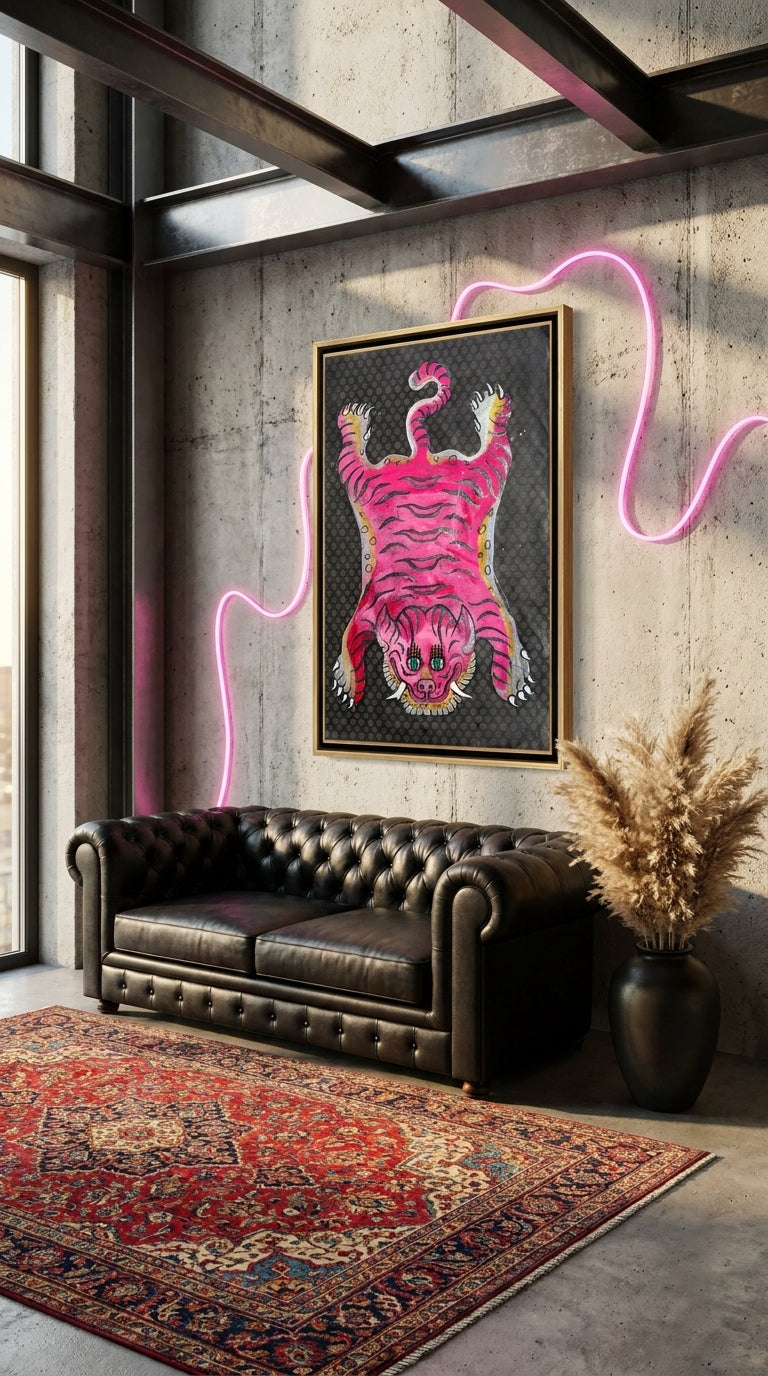Magenta Tiger — Hand-painted Original on Papyrus