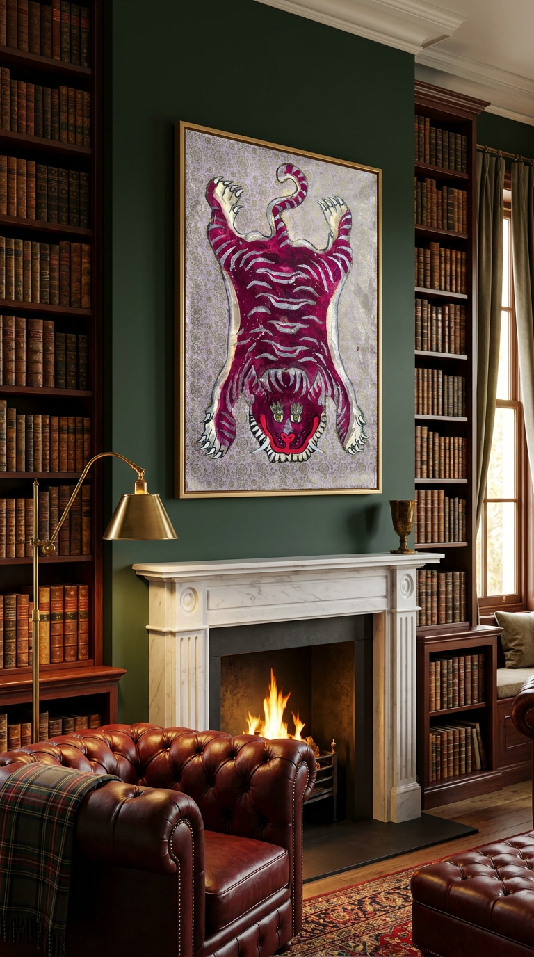 Crimson Tiger — Hand-painted Original on Papyrus