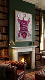 Crimson Tiger — Hand-painted Original on Papyrus