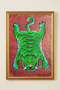 Emerald Tiger — Hand-painted Original on Papyrus