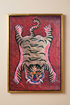 Coral Tiger — Hand-painted Original on Papyrus