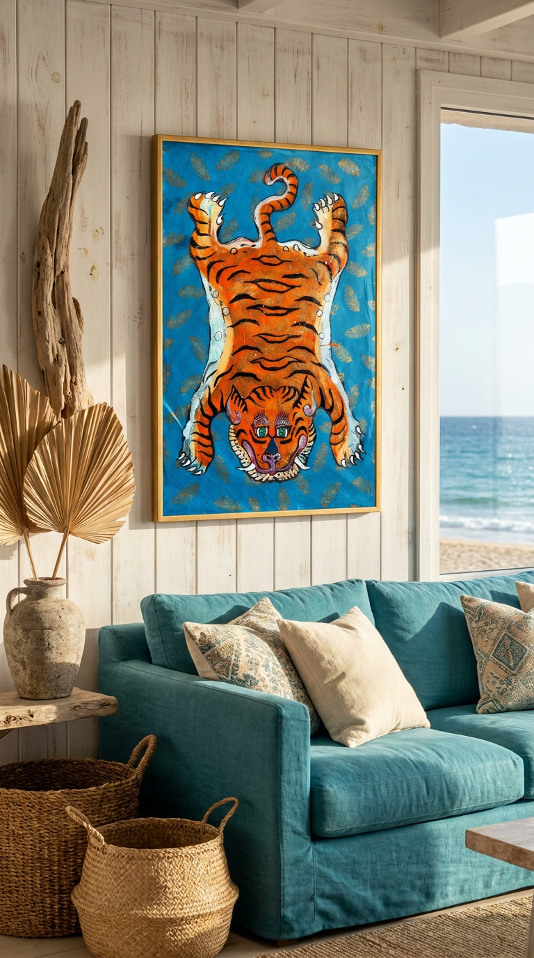Tangerine Tiger — Hand-painted Original on Papyrus