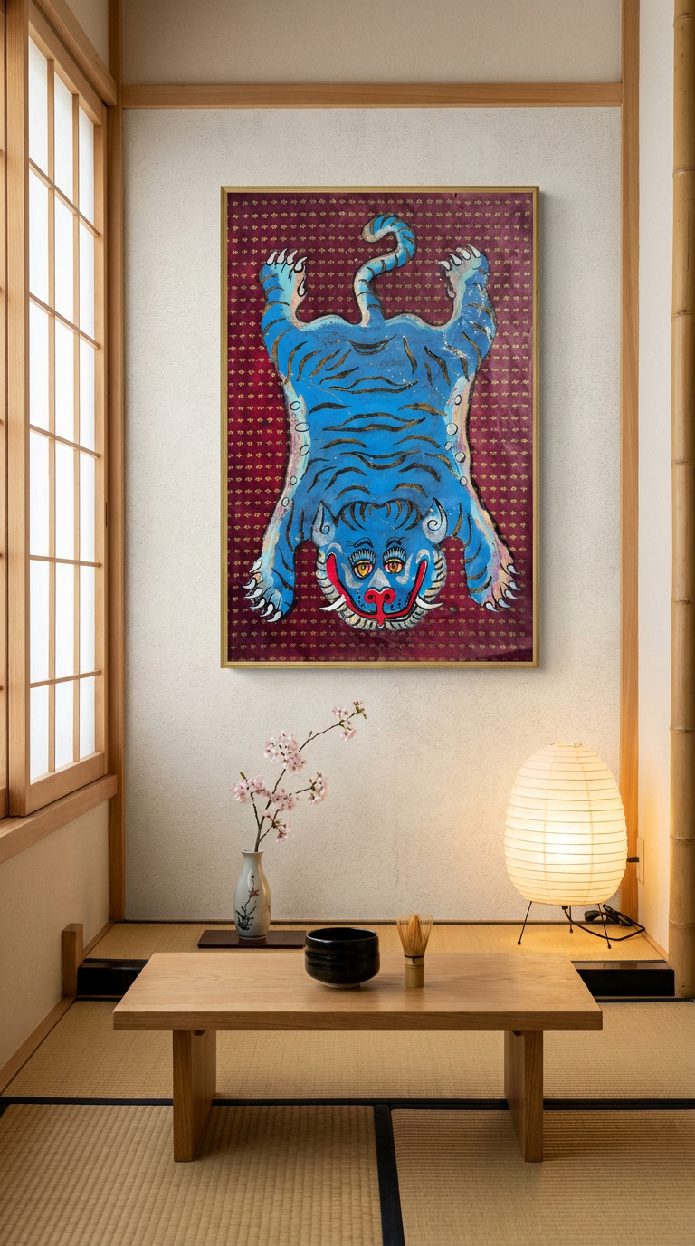 Sky Tiger — Hand-painted Original on Papyrus